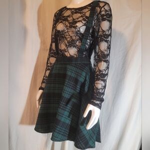 NWOT Suspender Skirt  Black and Green Plaid 2XL (Without Top)